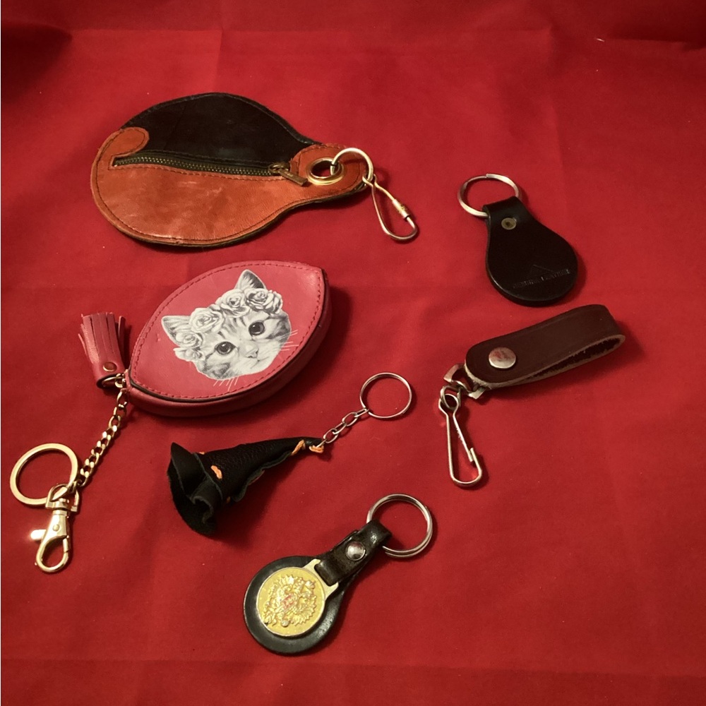 Mostly leather key chain and pouches
